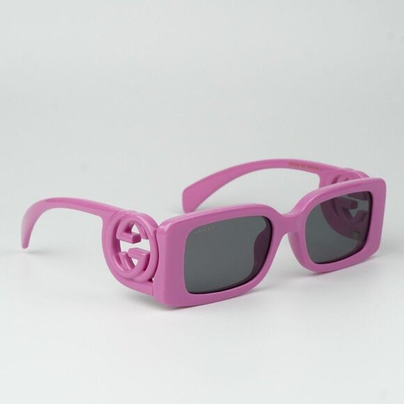 NEW Gucci GG1325S 006 Pink Grey Rectangle Unisex Sunglasses GG 1325S - Picture 1 of 10